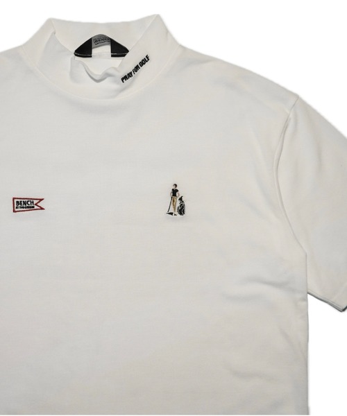 BENCH AT THE GREENE GOLF(ベンチアットザグリーンゴルフ)の「BENCH AT THE GREENE GOLF / EMBRO MOCK NECK SHIRT/ゴルフウェア 接触冷感・吸水速乾・消臭加工(Tシャツ/カットソー・メンズ・ブラック/オフホワイト/グリーン・MEDIUM/LARGE/X-LARGE)」の6枚目の写真