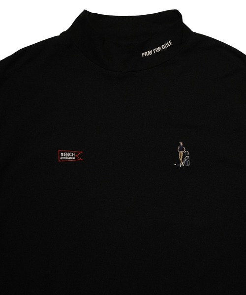 BENCH AT THE GREENE GOLF(ベンチアットザグリーンゴルフ)の「BENCH AT THE GREENE GOLF / EMBRO MOCK NECK SHIRT/ゴルフウェア 接触冷感・吸水速乾・消臭加工(Tシャツ/カットソー・メンズ・ブラック/オフホワイト/グリーン・MEDIUM/LARGE/X-LARGE)」の7枚目の写真