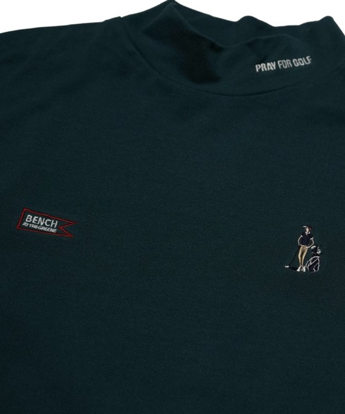 BENCH AT THE GREENE GOLF(ベンチアットザグリーンゴルフ)の「BENCH AT THE GREENE GOLF / EMBRO MOCK NECK SHIRT/ゴルフウェア 接触冷感・吸水速乾・消臭加工(Tシャツ/カットソー・メンズ・ブラック/オフホワイト/グリーン・MEDIUM/LARGE/X-LARGE)」の9枚目の写真