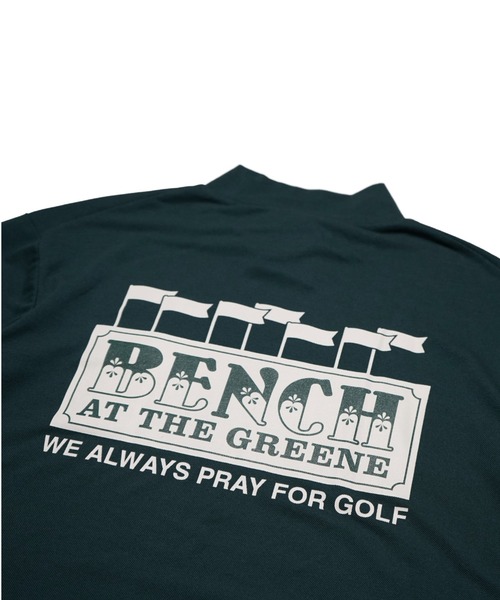 BENCH AT THE GREENE GOLF(ベンチアットザグリーンゴルフ)の「BENCH AT THE GREENE GOLF / EMBRO MOCK NECK SHIRT/ゴルフウェア 接触冷感・吸水速乾・消臭加工(Tシャツ/カットソー・メンズ・ブラック/オフホワイト/グリーン・MEDIUM/LARGE/X-LARGE)」の4枚目の写真