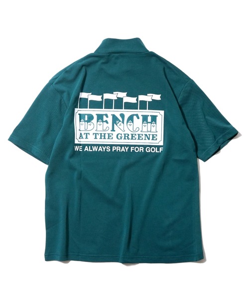 BENCH AT THE GREENE GOLF(ベンチアットザグリーンゴルフ)の「BENCH AT THE GREENE GOLF / EMBRO MOCK NECK SHIRT/ゴルフウェア 接触冷感・吸水速乾・消臭加工(Tシャツ/カットソー・メンズ・ブラック/オフホワイト/グリーン・MEDIUM/LARGE/X-LARGE)」の11枚目の写真