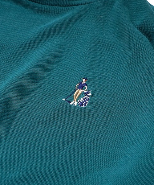 BENCH AT THE GREENE GOLF(ベンチアットザグリーンゴルフ)の「BENCH AT THE GREENE GOLF / EMBRO MOCK NECK SHIRT/ゴルフウェア 接触冷感・吸水速乾・消臭加工(Tシャツ/カットソー・メンズ・ブラック/オフホワイト/グリーン・MEDIUM/LARGE/X-LARGE)」の12枚目の写真