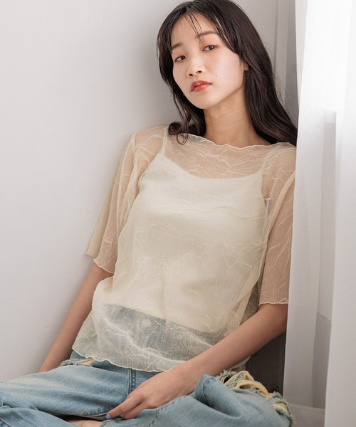 LOWRYS FARM(ローリーズファーム)の「シワカコウジャガード5S 122435(Tシャツ/カットソー・レディース・チャコールグレー/オレンジ/アイボリー・FREE)」の4枚目の写真