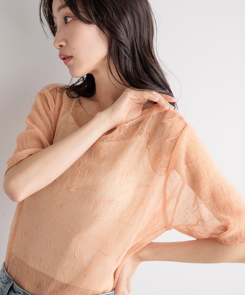 LOWRYS FARM(ローリーズファーム)の「シワカコウジャガード5S 122435(Tシャツ/カットソー・レディース・チャコールグレー/オレンジ/アイボリー・FREE)」の10枚目の写真