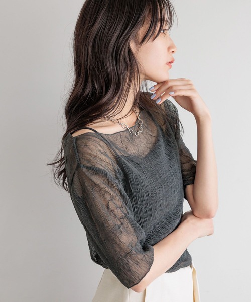 LOWRYS FARM(ローリーズファーム)の「シワカコウジャガード5S 122435(Tシャツ/カットソー・レディース・チャコールグレー/オレンジ/アイボリー・FREE)」の15枚目の写真