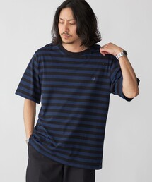 【WEB限定】SHIPS: ワンポイント ロゴ フレンチ ボーダー Tシャツ
