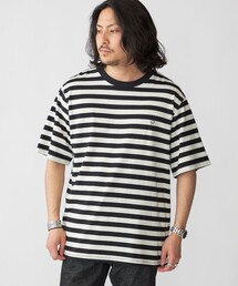 【WEB限定】SHIPS: ワンポイント ロゴ フレンチ ボーダー Tシャツ
