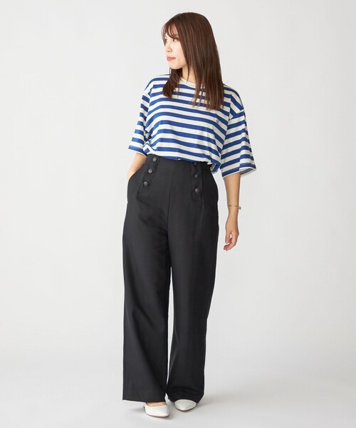 SHIPS(シップス)の「【WEB限定】SHIPS: ワンポイント ロゴ フレンチ ボーダー Tシャツ(Tシャツ/カットソー・メンズ・ブルー/ブラック/ネイビー・SMALL/MEDIUM/LARGE/X-LARGE)」の16枚目の写真
