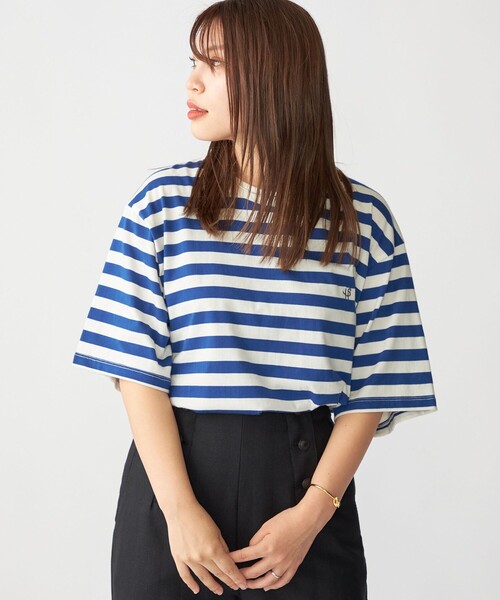 SHIPS(シップス)の「【WEB限定】SHIPS: ワンポイント ロゴ フレンチ ボーダー Tシャツ(Tシャツ/カットソー・メンズ・ブルー/ブラック/ネイビー・SMALL/MEDIUM/LARGE/X-LARGE)」の20枚目の写真