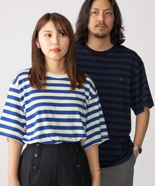SHIPS(シップス)の「【WEB限定】SHIPS: ワンポイント ロゴ フレンチ ボーダー Tシャツ(Tシャツ/カットソー・メンズ・ブルー/ブラック/ネイビー・SMALL/MEDIUM/LARGE/X-LARGE)」の8枚目の写真
