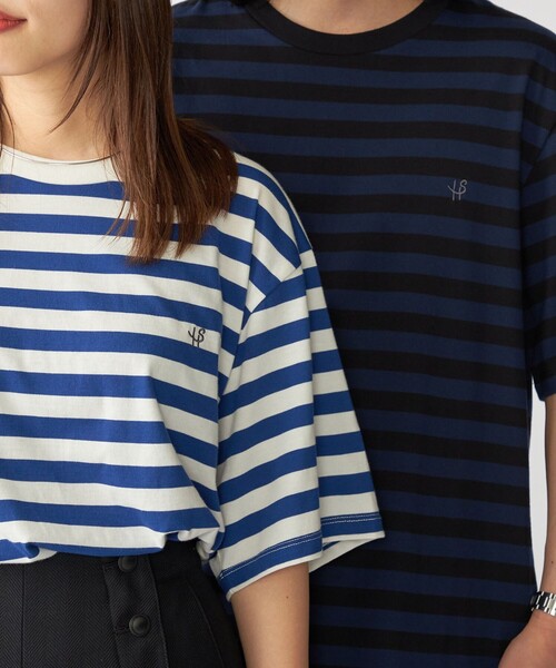 SHIPS(シップス)の「【WEB限定】SHIPS: ワンポイント ロゴ フレンチ ボーダー Tシャツ(Tシャツ/カットソー・メンズ・ブルー/ブラック/ネイビー・SMALL/MEDIUM/LARGE/X-LARGE)」の9枚目の写真