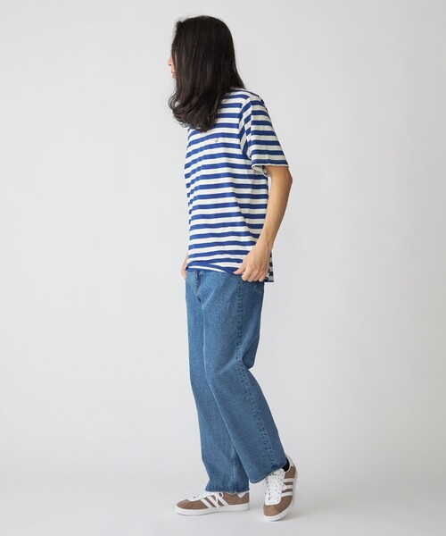 SHIPS(シップス)の「【WEB限定】SHIPS: ワンポイント ロゴ フレンチ ボーダー Tシャツ(Tシャツ/カットソー・メンズ・ブルー/ブラック/ネイビー・SMALL/MEDIUM/LARGE/X-LARGE)」の10枚目の写真