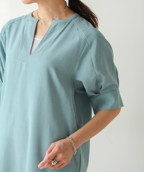 セール】麻ライクキーネックワンピース（ワンピース）｜Bou Jeloud  