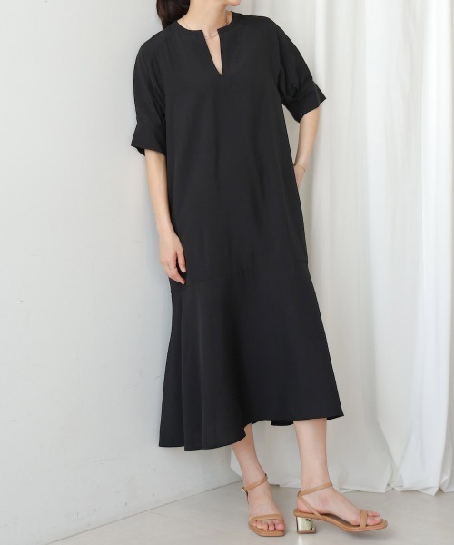 Bou Jeloud(ブージュルード)の「麻ライクキーネックワンピース(ワンピース・レディース・ネイビー/ブラック/ベージュ/ブルーグリーン・FREE)」の6枚目の写真