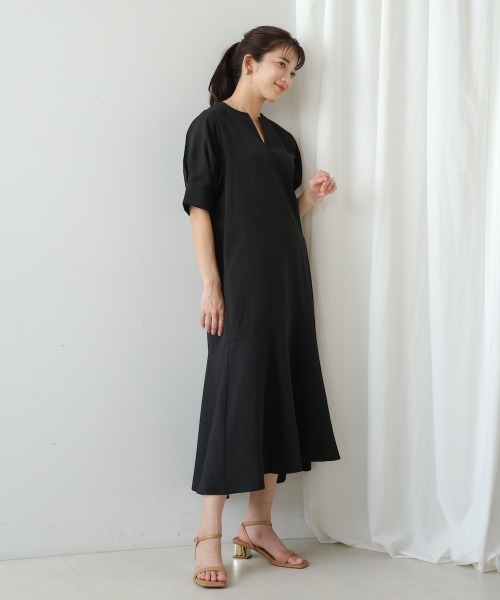 Bou Jeloud(ブージュルード)の「麻ライクキーネックワンピース(ワンピース・レディース・ネイビー/ブラック/ベージュ/ブルーグリーン・FREE)」の5枚目の写真