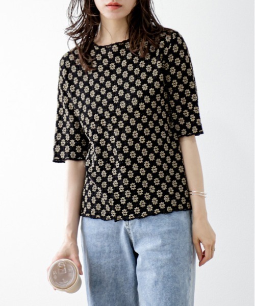 La-gemme(ラジェム)の「立体的フラワートップス(Tシャツ/カットソー・レディース・ベージュ系その他/ブラック×ベージュ/アイボリー/ブラック・フリー)」の20枚目の写真