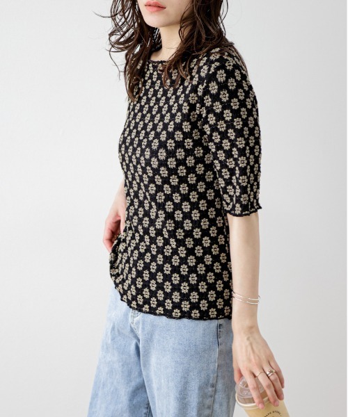 La-gemme(ラジェム)の「立体的フラワートップス(Tシャツ/カットソー・レディース・ベージュ系その他/ブラック×ベージュ/アイボリー/ブラック・フリー)」の22枚目の写真