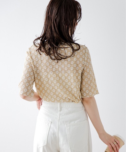 La-gemme(ラジェム)の「立体的フラワートップス(Tシャツ/カットソー・レディース・ベージュ系その他/ブラック×ベージュ/アイボリー/ブラック・フリー)」の14枚目の写真