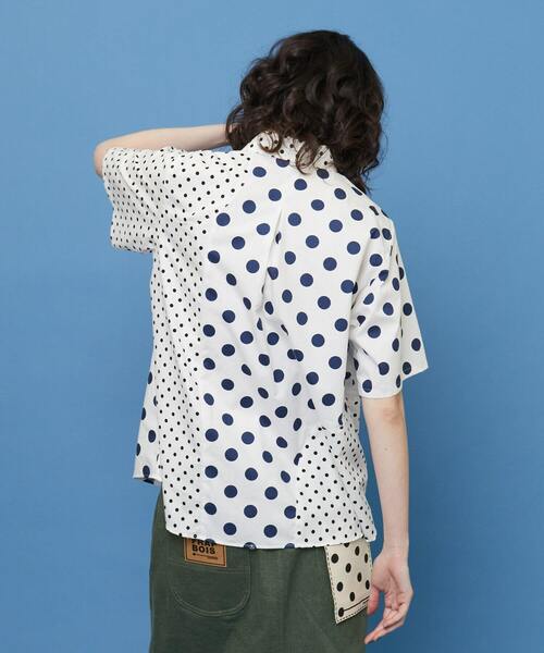 FRAPBOIS（フラボア）の「ミックドシャツ（シャツ/ブラウス・レディース・ネイビー/ホワイト・2/1）」の4枚目の写真