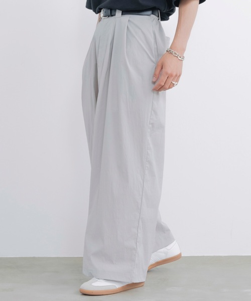 スラックス HUECLOSET Two Tuck Wide Slacks SE124 Center press two tuck wide straight slacks / センタープレス