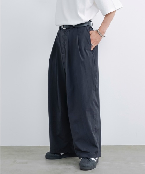 3TUCK WIDE BALLOON TROUSERS 2 ネイビーストライプ