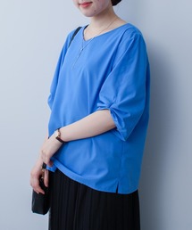 【L~5L 大きいサイズ】タックスリーブVネックブラウス