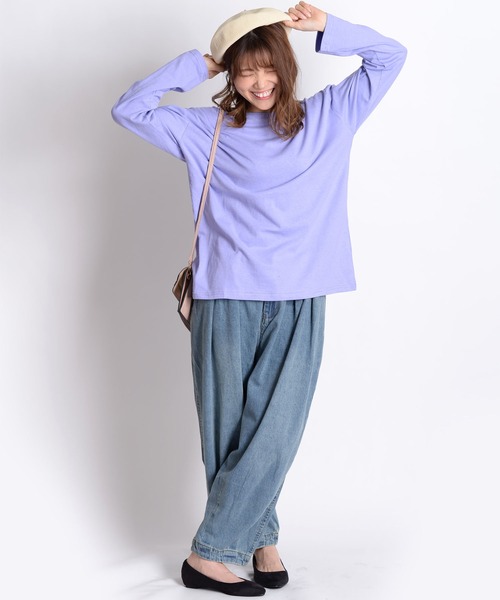 MARAI(マーライ)の「プレーン長袖Tシャツ 無地ロンT ニュアンスカラー(Tシャツ/カットソー・レディース・カーキ系/ブルー/チャコール/グレイッシュベージュ/マスタード/ホワイト/ブラック/ターコイズブルー系・FREE)」の19枚目の写真
