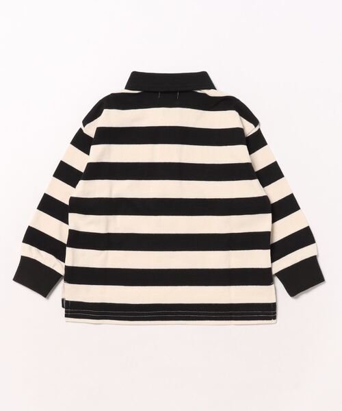 KP BOY（ケーピーボーイ）の「ワッペン付き太ボーダー長袖ラガーシャツ(90～140)（シャツ/ブラウス・キッズ・サックスブルー/ブラック・100cm/110cm/90cm/120cm/130cm）」の21枚目の写真