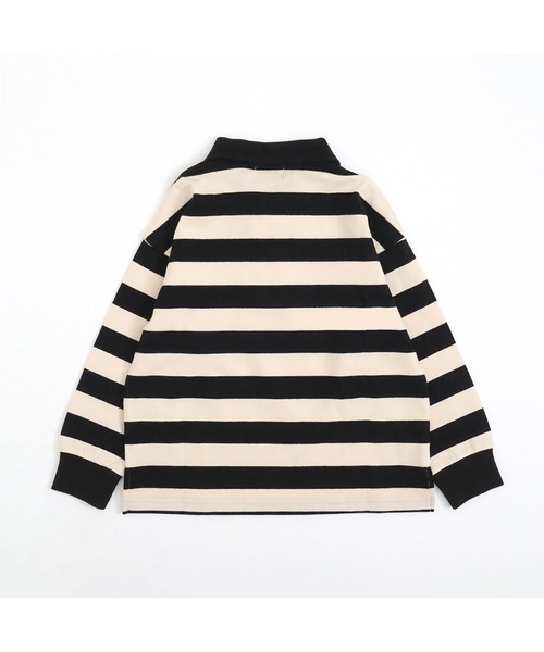 KP BOY（ケーピーボーイ）の「ワッペン付き太ボーダー長袖ラガーシャツ(90～140)（シャツ/ブラウス・キッズ・サックスブルー/ブラック・100cm/110cm/90cm/120cm/130cm）」の11枚目の写真