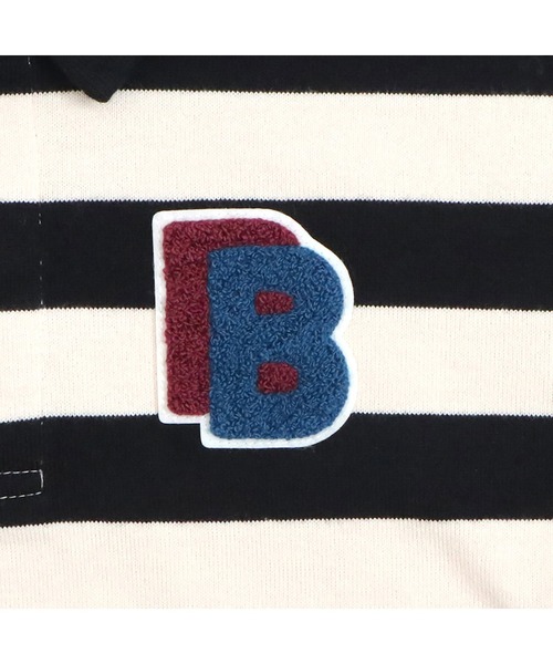 KP BOY（ケーピーボーイ）の「ワッペン付き太ボーダー長袖ラガーシャツ(90～140)（シャツ/ブラウス・キッズ・サックスブルー/ブラック・100cm/110cm/90cm/120cm/130cm）」の15枚目の写真