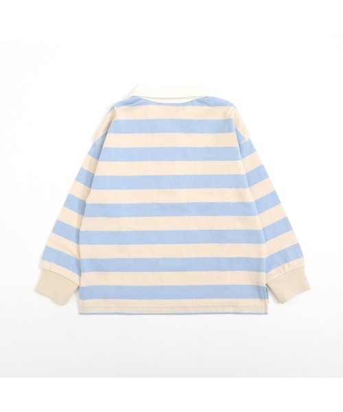 KP BOY（ケーピーボーイ）の「ワッペン付き太ボーダー長袖ラガーシャツ(90～140)（シャツ/ブラウス・キッズ・サックスブルー/ブラック・100cm/110cm/90cm/120cm/130cm）」の10枚目の写真