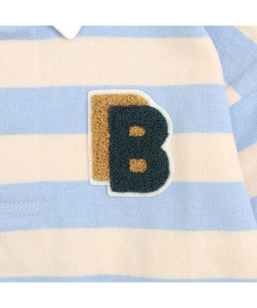 KP BOY（ケーピーボーイ）の「ワッペン付き太ボーダー長袖ラガーシャツ(90～140)（シャツ/ブラウス・キッズ・サックスブルー/ブラック・100cm/110cm/90cm/120cm/130cm）」の12枚目の写真