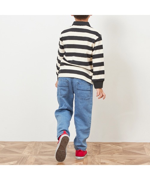 KP BOY（ケーピーボーイ）の「ワッペン付き太ボーダー長袖ラガーシャツ(90～140)（シャツ/ブラウス・キッズ・サックスブルー/ブラック・100cm/110cm/90cm/120cm/130cm）」の19枚目の写真