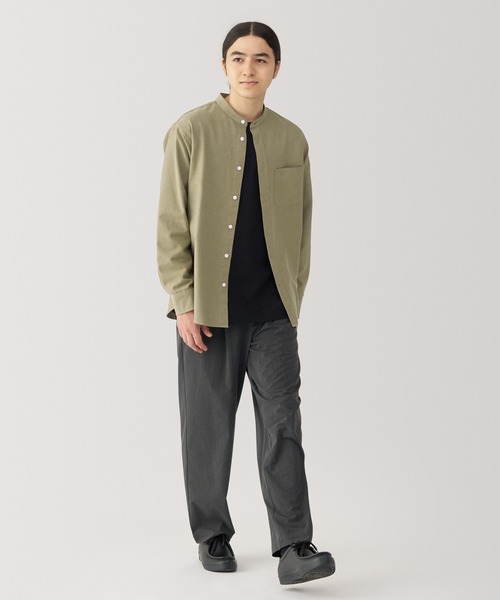 紳士 洗いざらしオックススタンドカラー長袖シャツ（シャツ/ブラウス