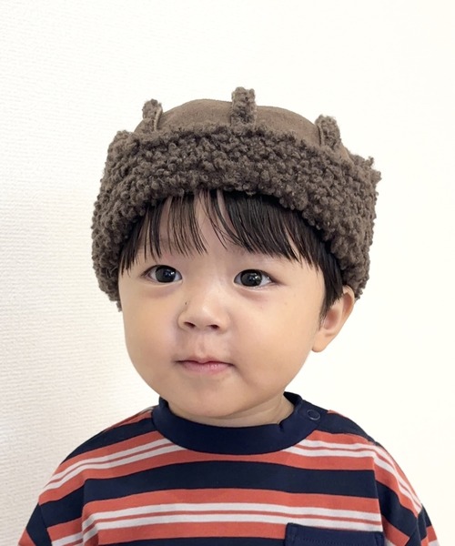 MAKE YOUR DAY（メイクユアデイ）の「ボアフライトキャップ（キャップ・キッズ・ブラック/アイボリー・50/52/54/56）」の3枚目の写真