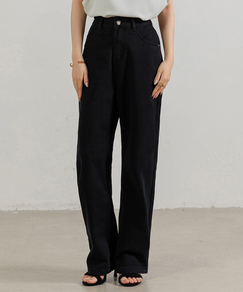 DAY CLOSET(デイ クローゼット)の「レディース スラっと美脚ハイウエストデニムストレートパンツ(デニムパンツ・レディース・ホワイト/ベージュ/ブラック/パープル・S/XL/M/L)」の12枚目の写真
