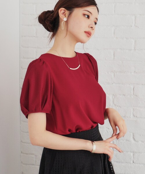 【セール】【袖チュール／セットアップ可】5分袖カットソー（シャツ/ブラウス）｜Sunauna（スーナウーナ） 6,050円