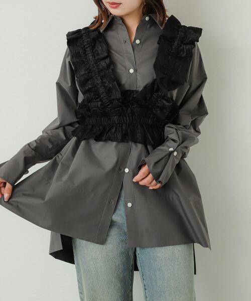 SENSE OF PLACE by URBAN RESEARCH（センスオブプレイスバイアーバンリサーチ）の「チュニックルーズシャツ（Tシャツ/カットソー・レディース・チャコールグレー/オフホワイト/ライトブルー/ブルー系その他/グレー系その他・ONE）」の3枚目の写真