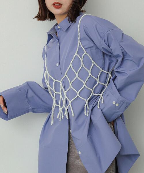 SENSE OF PLACE by URBAN RESEARCH（センスオブプレイスバイアーバンリサーチ）の「チュニックルーズシャツ（Tシャツ/カットソー・レディース・チャコールグレー/オフホワイト/ライトブルー/ブルー系その他/グレー系その他・ONE）」の4枚目の写真