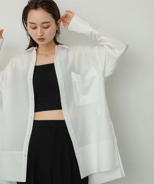SENSE OF PLACE by URBAN RESEARCH(センスオブプレイスバイアーバンリサーチ)の「チュニックルーズシャツ(Tシャツ/カットソー・レディース・チャコールグレー/オフホワイト/ライトブルー/ブルー系その他/グレー系その他・ONE)」の6枚目の写真