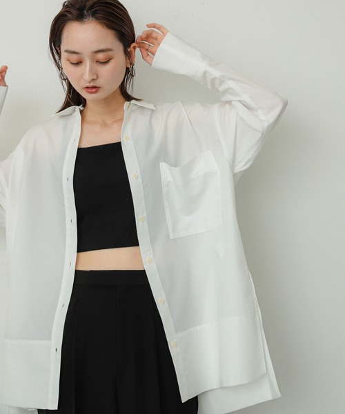 SENSE OF PLACE by URBAN RESEARCH（センスオブプレイスバイアーバンリサーチ）の「チュニックルーズシャツ（Tシャツ/カットソー・レディース・チャコールグレー/オフホワイト/ライトブルー/ブルー系その他/グレー系その他・ONE）」の16枚目の写真