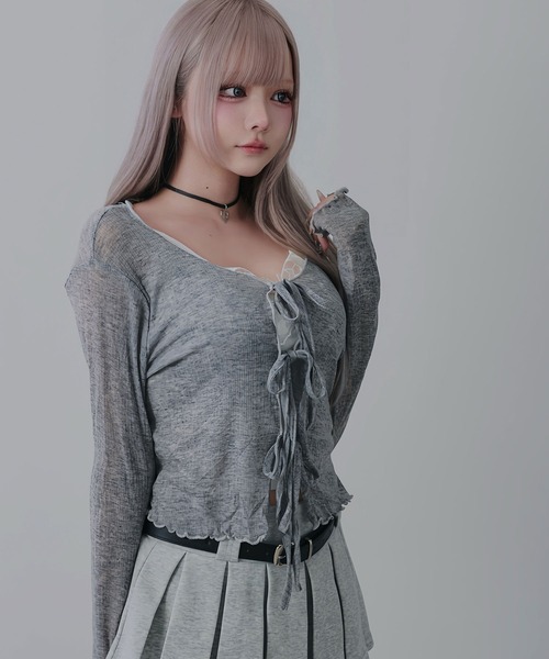 Diable baiser(ディアブルベーゼ)の「レースキャミor透け蝶々キャミ選べるカットソー(キャミソール・レディース・ホワイト/ホワイト系その他/ブラック/ブラック系その他・SMALL/MEDIUM/LARGE/LL/3L)」の19枚目の写真