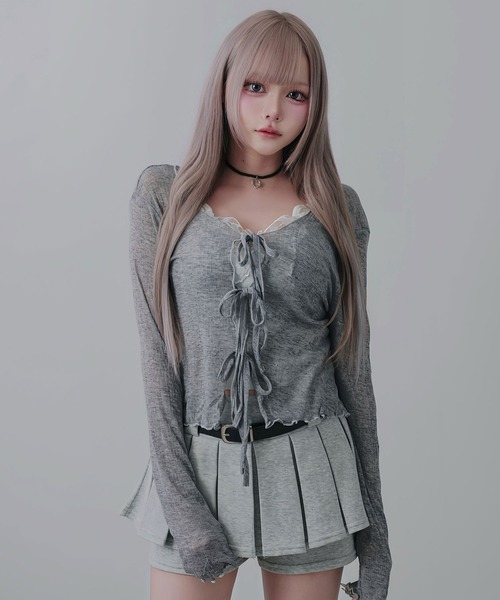 Diable baiser(ディアブルベーゼ)の「レースキャミor透け蝶々キャミ選べるカットソー(キャミソール・レディース・ホワイト/ホワイト系その他/ブラック/ブラック系その他・SMALL/MEDIUM/LARGE/LL/3L)」の21枚目の写真