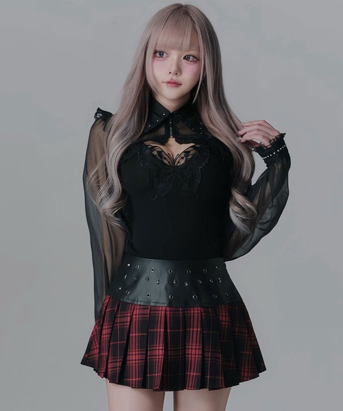 Diable baiser(ディアブルベーゼ)の「レースキャミor透け蝶々キャミ選べるカットソー(キャミソール・レディース・ホワイト/ホワイト系その他/ブラック/ブラック系その他・SMALL/MEDIUM/LARGE/LL/3L)」の22枚目の写真