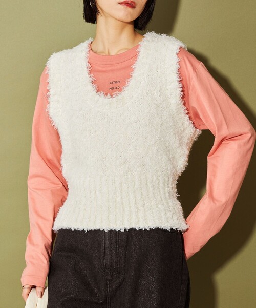CITEN（シテン）の「＜CITEN＞ モコモコ Uネック ニットベスト（ベスト