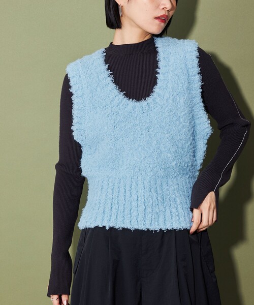 CITEN（シテン）の「＜CITEN＞ モコモコ Uネック ニットベスト（ベスト