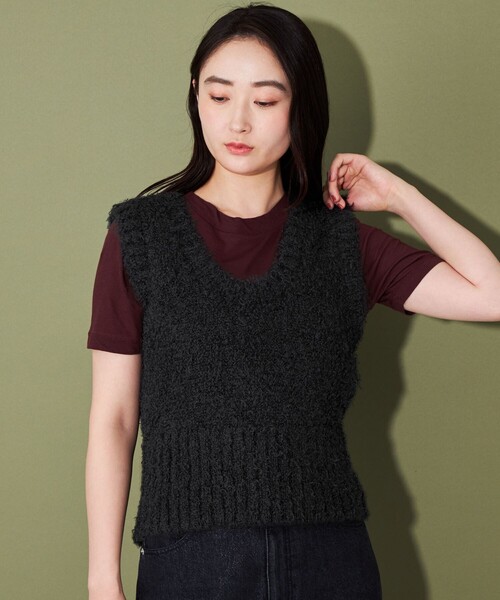 CITEN（シテン）の「＜CITEN＞ モコモコ Uネック ニットベスト（ベスト