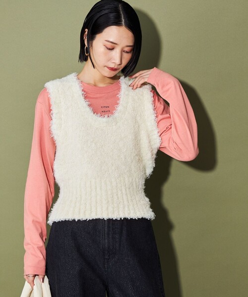 CITEN（シテン）の「＜CITEN＞ モコモコ Uネック ニットベスト（ベスト