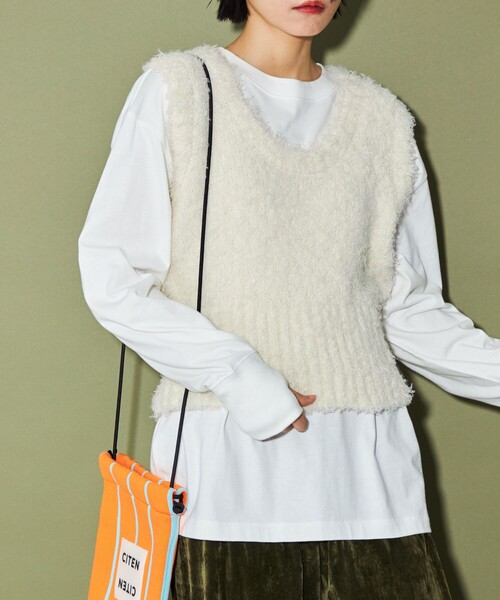 CITEN（シテン）の「＜CITEN＞ モコモコ Uネック ニットベスト（ベスト