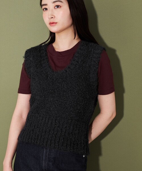 CITEN（シテン）の「＜CITEN＞ モコモコ Uネック ニットベスト（ベスト
